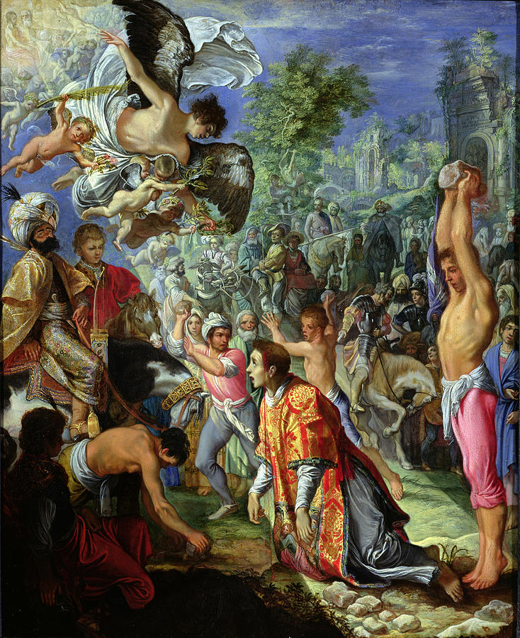 The Stoning of Saint Stephen Painting by Adam Elsheimer