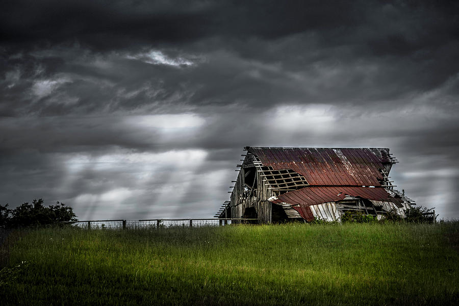 Tree Photograph - The Storm and the Barn by Desmond Lake