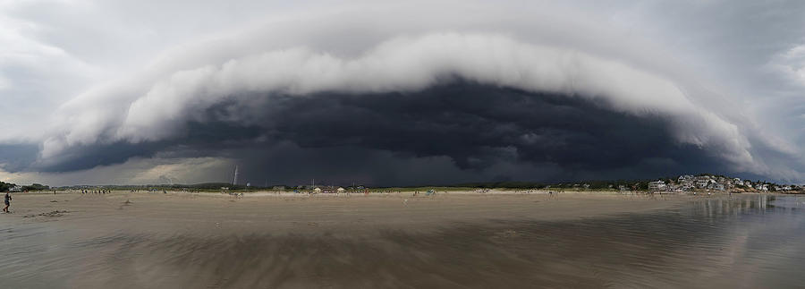 The Storm Rolling in to Good Harbor Beach Gloucester MA Panorama Photograph by Toby McGuire