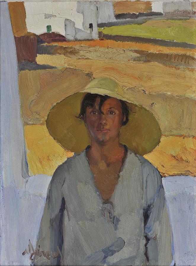 The straw hat ,  nikos Lytras Painting by Celestial Images