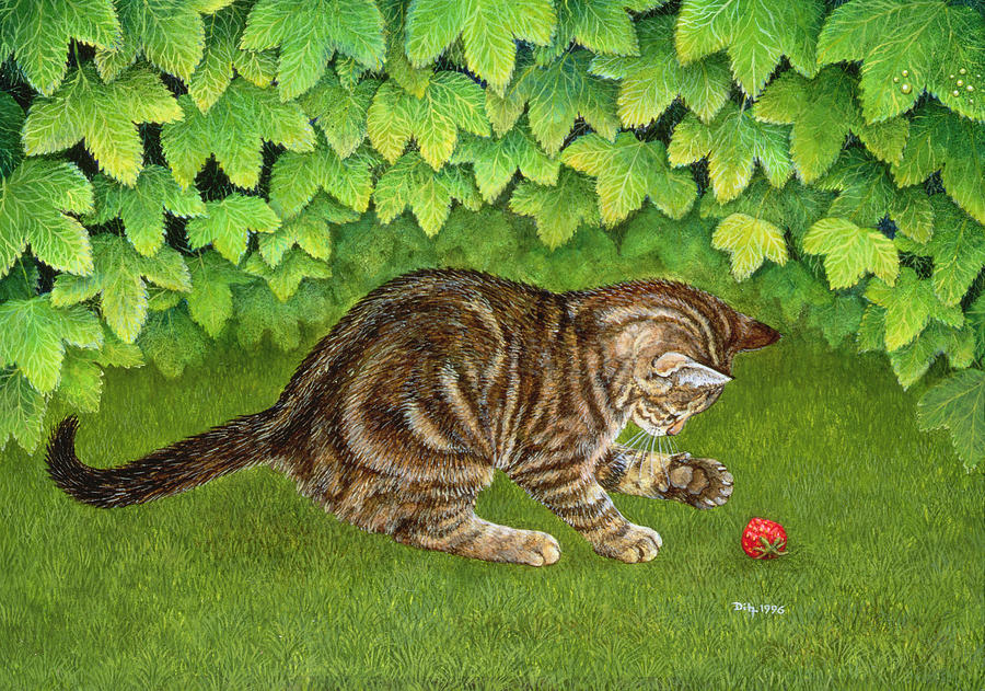Cat Painting - The Strawberry Kitten by Ditz