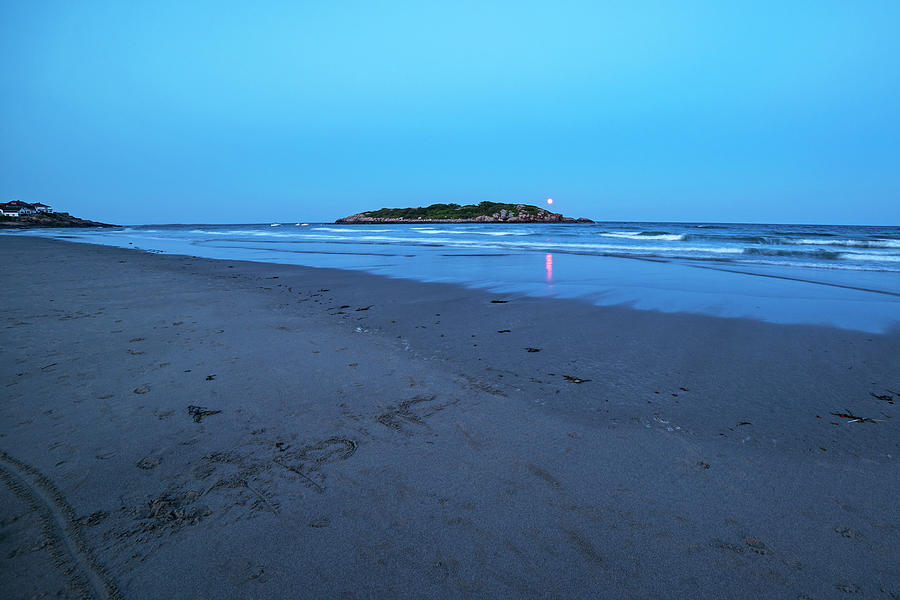 The Strawberry Moon rising over Good Harbor Beach Gloucester MA Island Wide Angle Photograph by Toby McGuire