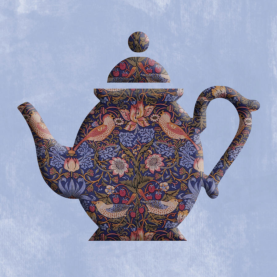The Strawberry Thief Pattern Teapot Digital Art by Anthony Murphy