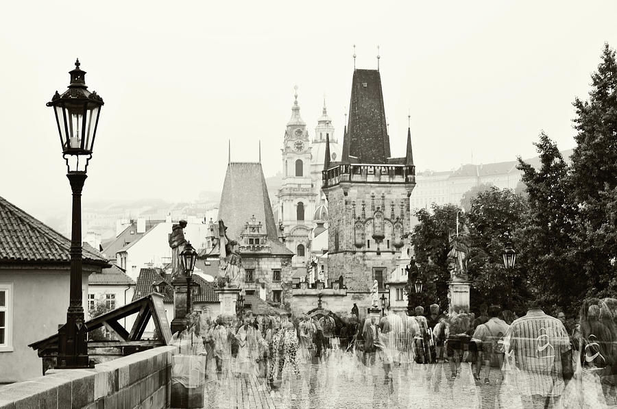 The Stream of People on Charles Bridge. Prague Photograph by Jenny Rainbow