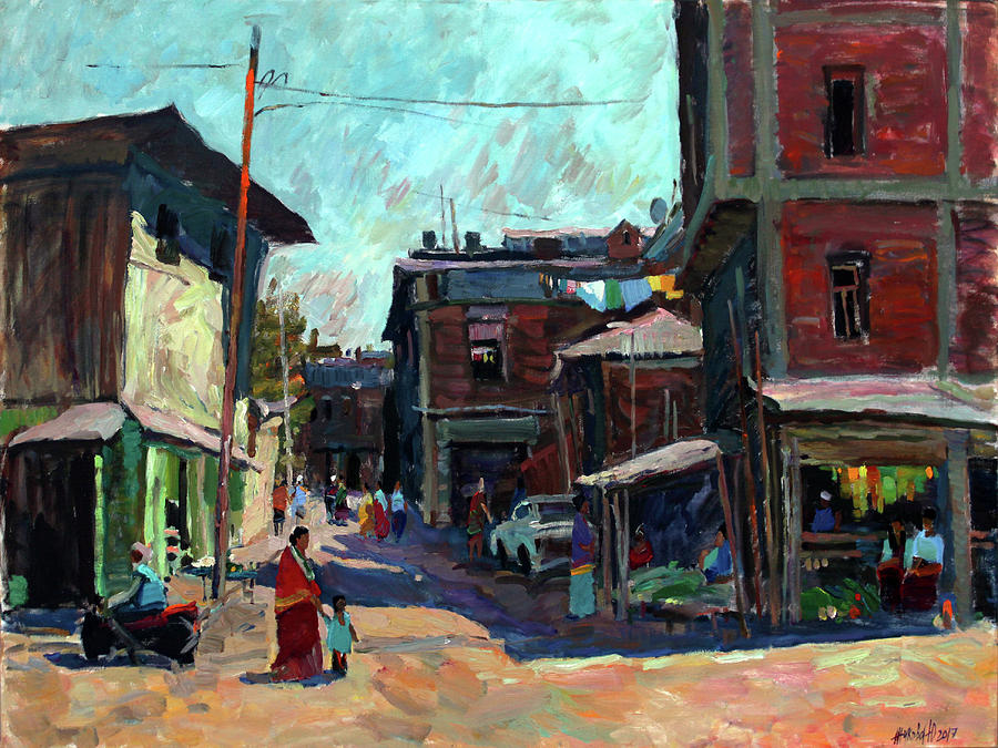 The street of Imphal Painting by Juliya Zhukova