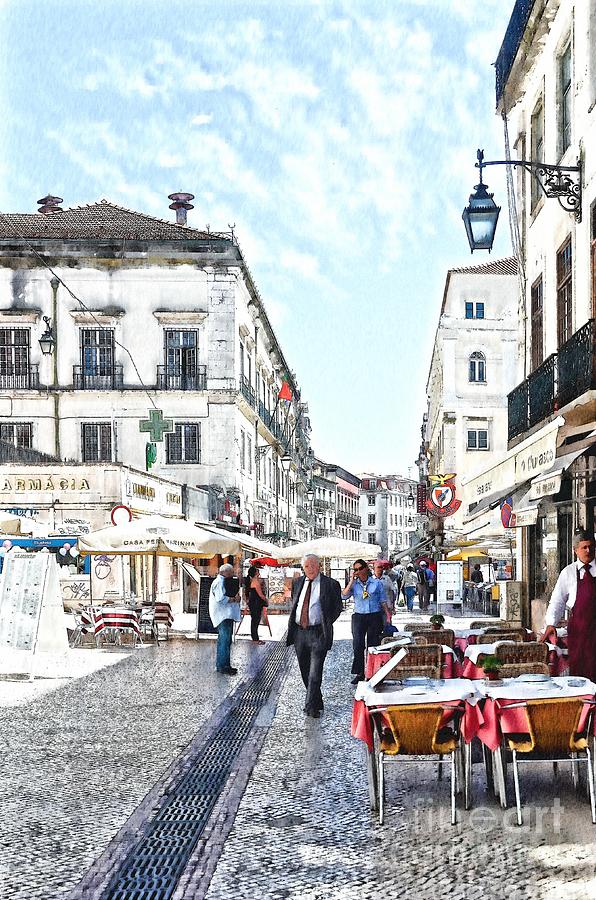 The Streets of Old Lisbon Digital Art by Mary Machare