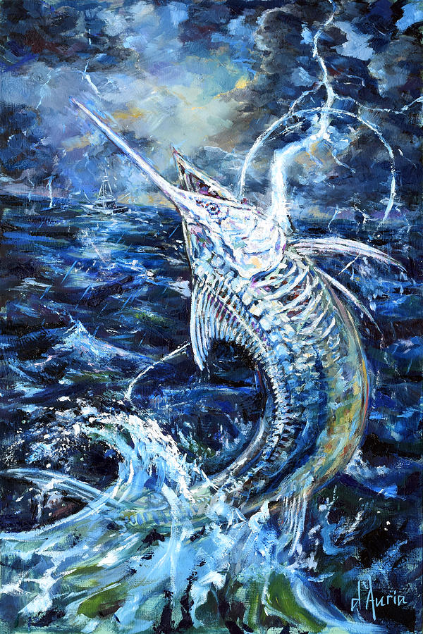 Fish Painting - The Strike by Tom Dauria
