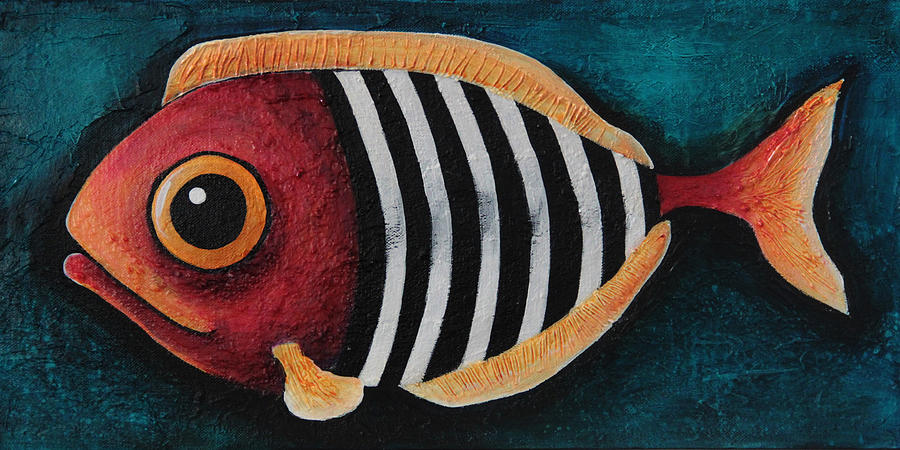 The Stripe Fish Painting by Lucia Stewart