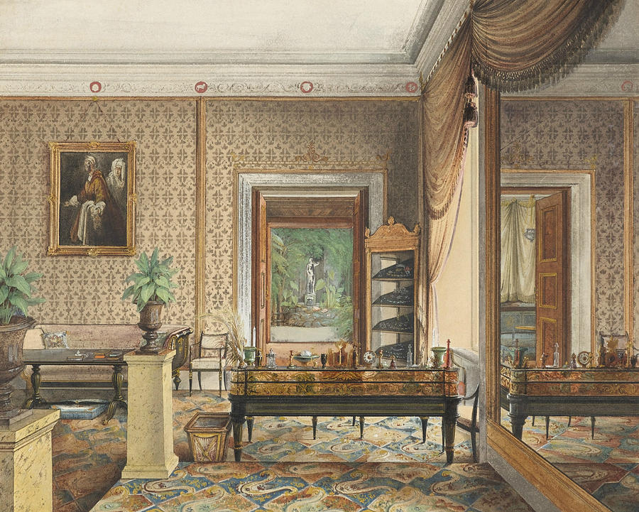 The Study of Prince Karl of Prussia Drawing by Eduard Gaertner