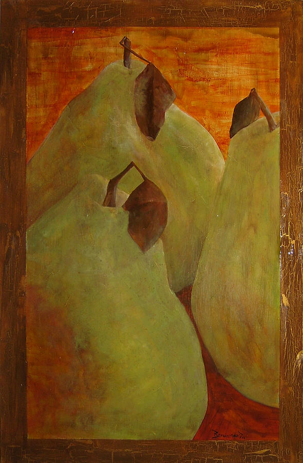 Pear Painting - The Study of Three- Pears by Ellen Beauregard