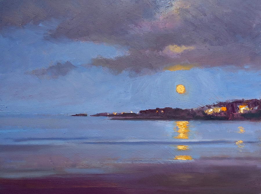 Full Moon Painting - The Sturgeon Moon by Dianne Panarelli Miller