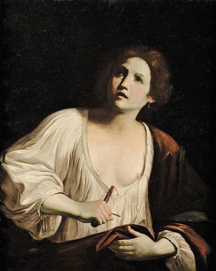 The Suicide Of Lucretia Painting by Attributed to Guido Cagnacci