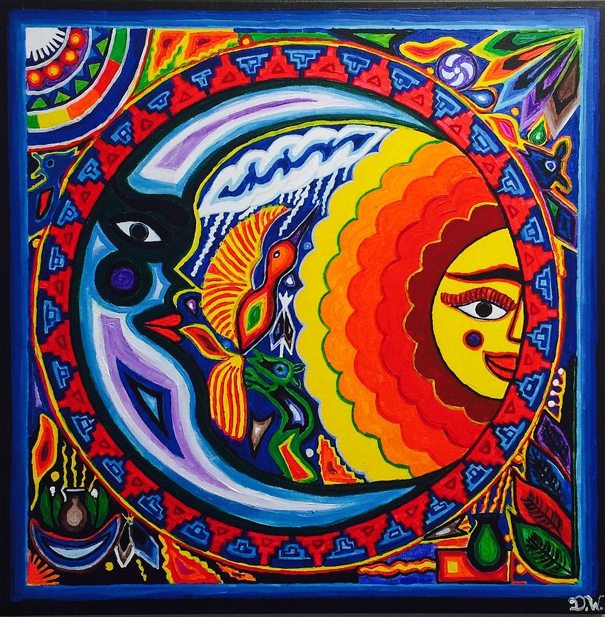 Acrylic Painting - The Sun and the Moon by Deedee Williams