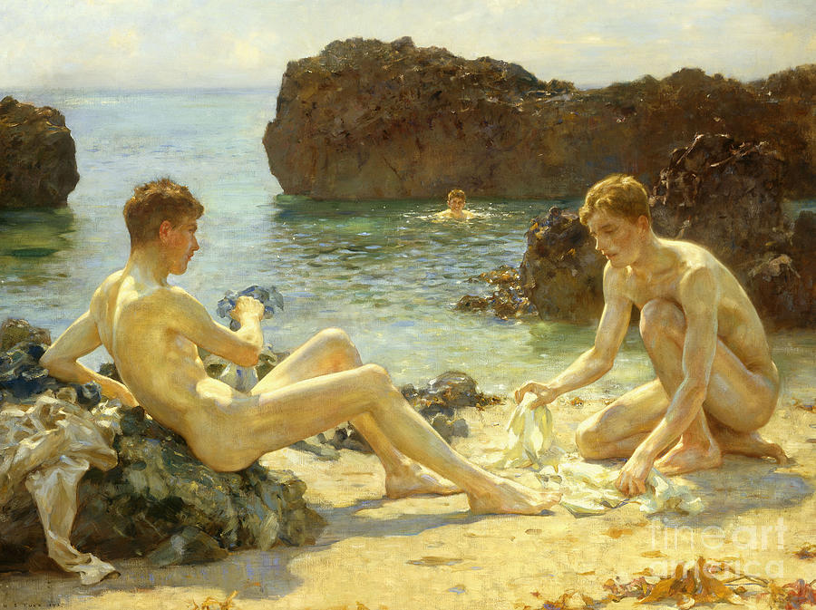 Nude Painting - The Sun Bathers by Henry Scott Tuke