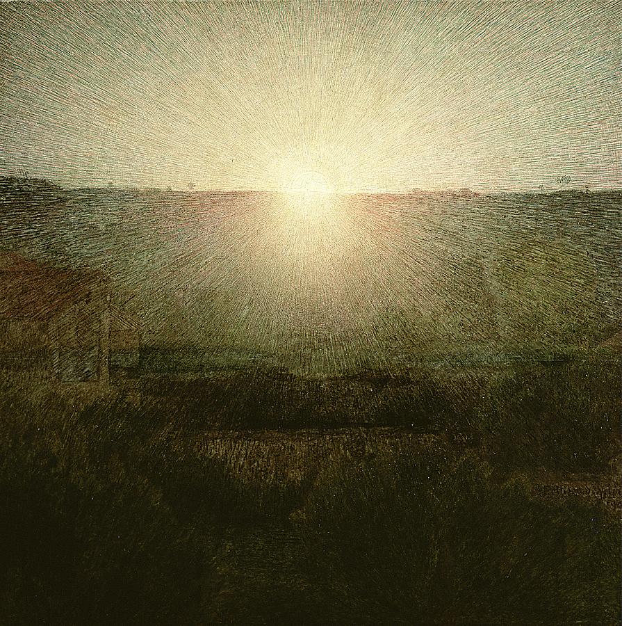 Landscape Painting - The Sun by Giuseppe Pellizza da Volpedo