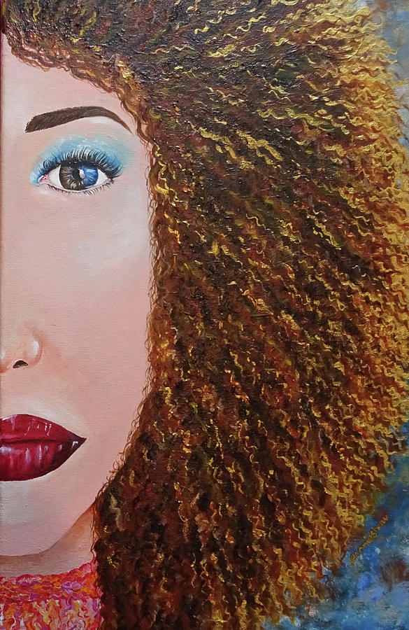 Curly Hair Painting - The Sun  by Jeannie Shaw