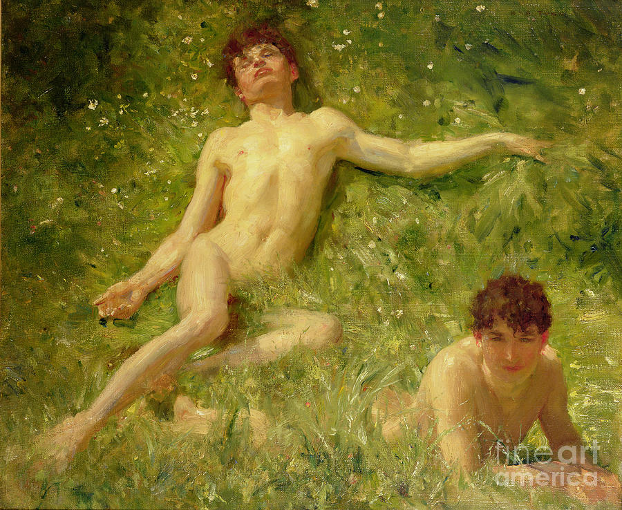 Boys Painting - The Sunbathers by Henry Scott Tuke