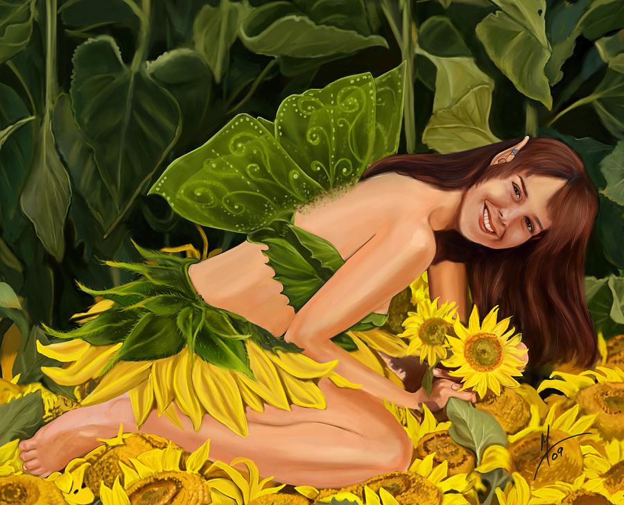 The Sunflower Fairy Painting by Maggie Terlecki