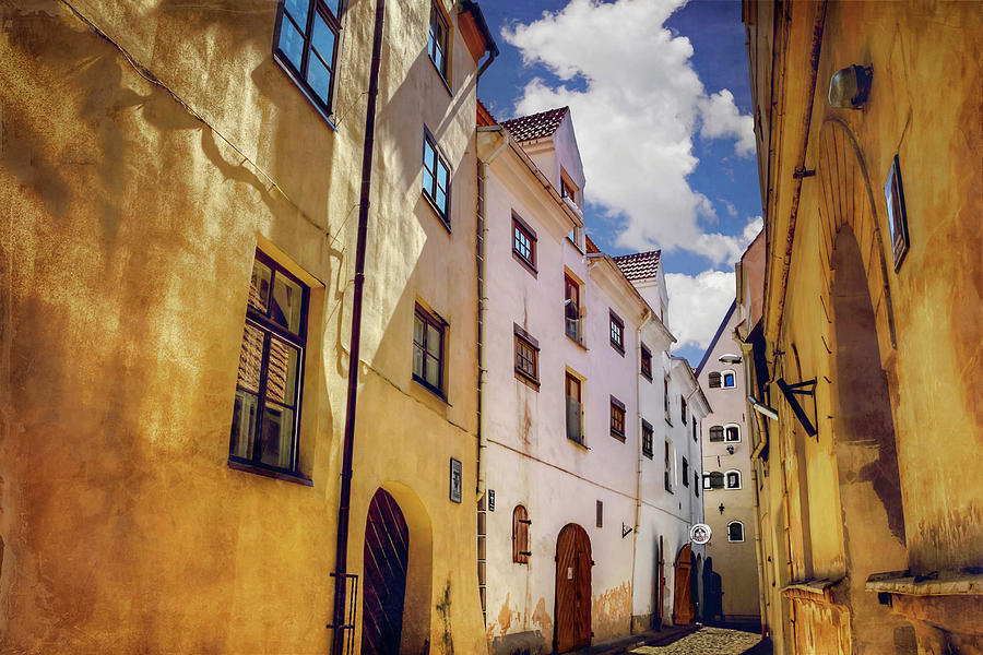 Vintage Photograph - The Sunny Streets of Old Riga  by Carol Japp