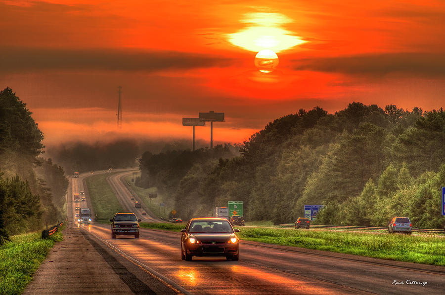 Greensboro GA The Sunrise Commute Georgia Interstate 20 Landscape Art Photograph by Reid Callaway