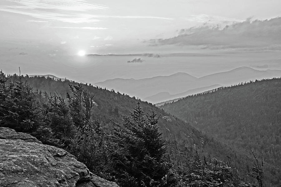 The Sunrise from Phelps Mountain Summit in the Adirondacks Black and White Photograph by Toby McGuire