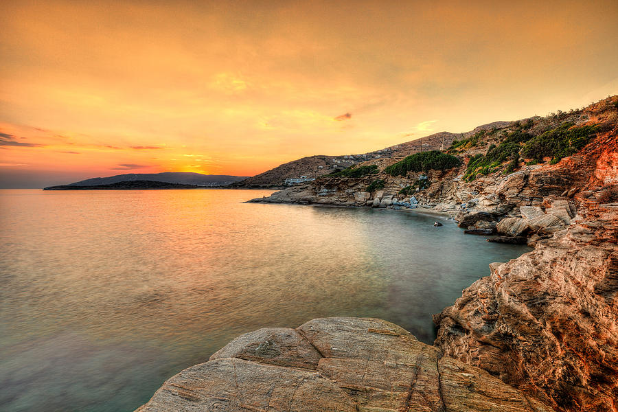 The sunset at Agios Kyprianos in Andros - Greece Photograph by Constantinos Iliopoulos