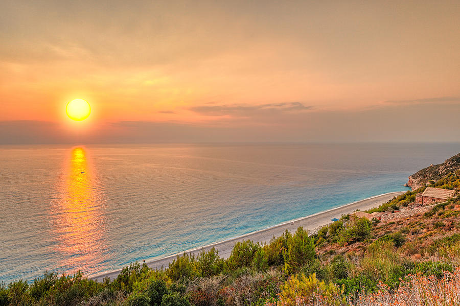 The sunset at Mylos in Lefkada - Greece Photograph by Constantinos Iliopoulos