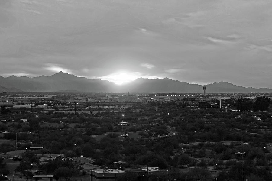 The Sunset from Papago Park Phoenix Arizona AZ 2 Black and White Photograph by Toby McGuire