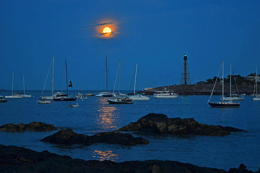 The Supermoon over Marblehead Harbor Photograph by Toby McGuire