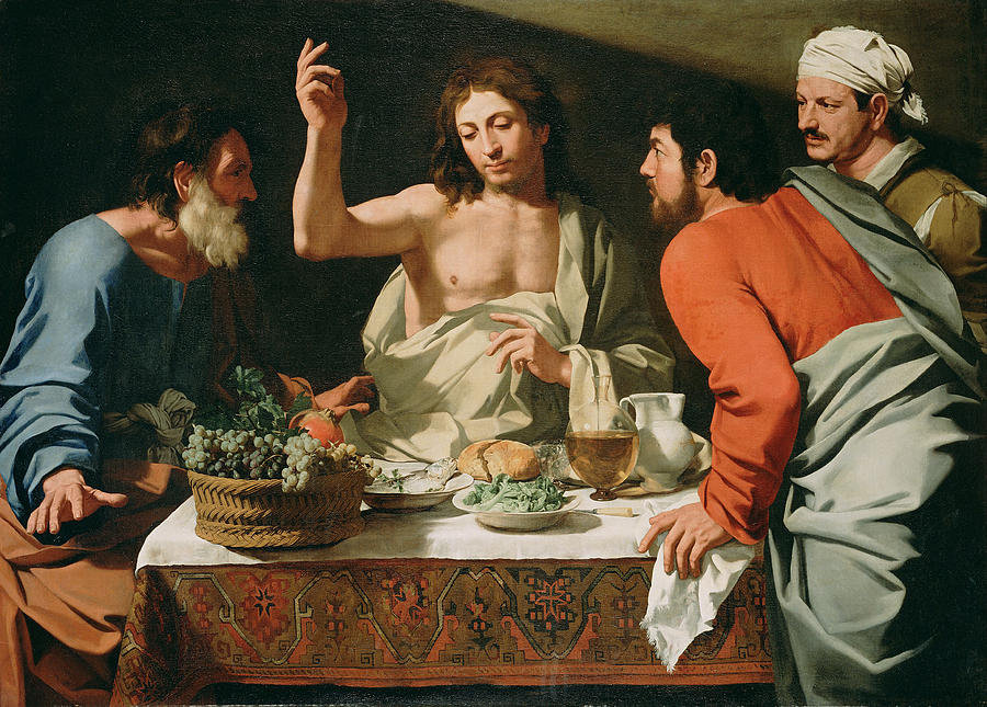 The Supper at Emmaus Painting by Attributed to Bartolomeo Cavarozzi