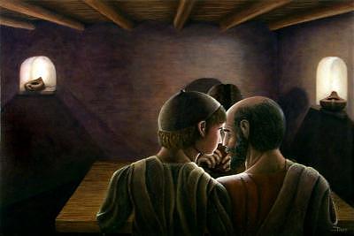 Religious Painting - The Supper At Emmaus by Darr Sandberg Religious Painting - The Supper At Emmaus by Darr Sandberg