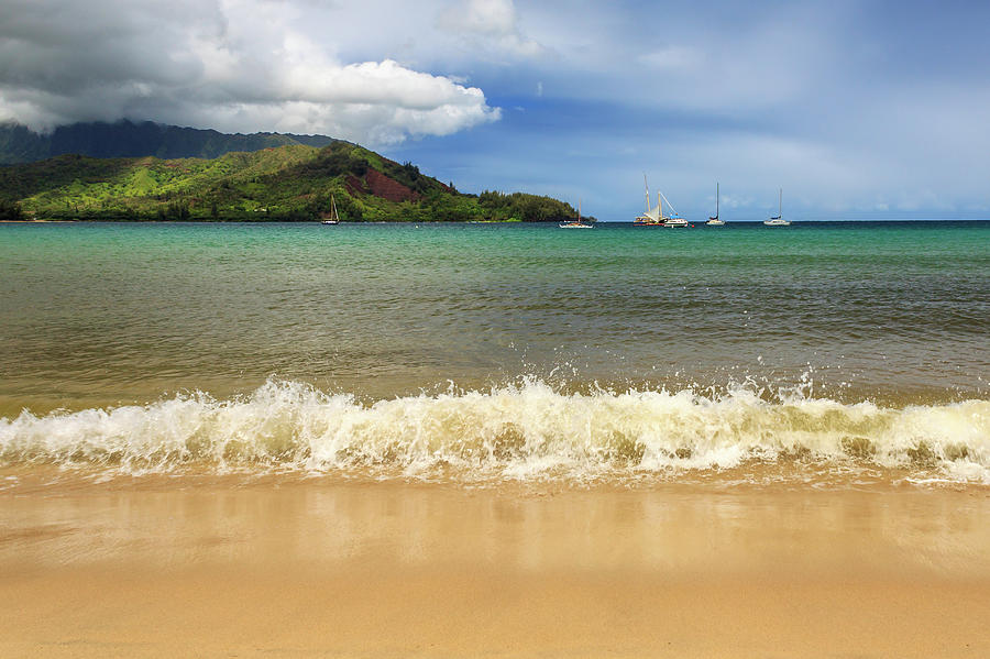 The Surf At Hanalei Bay Photograph by James Eddy