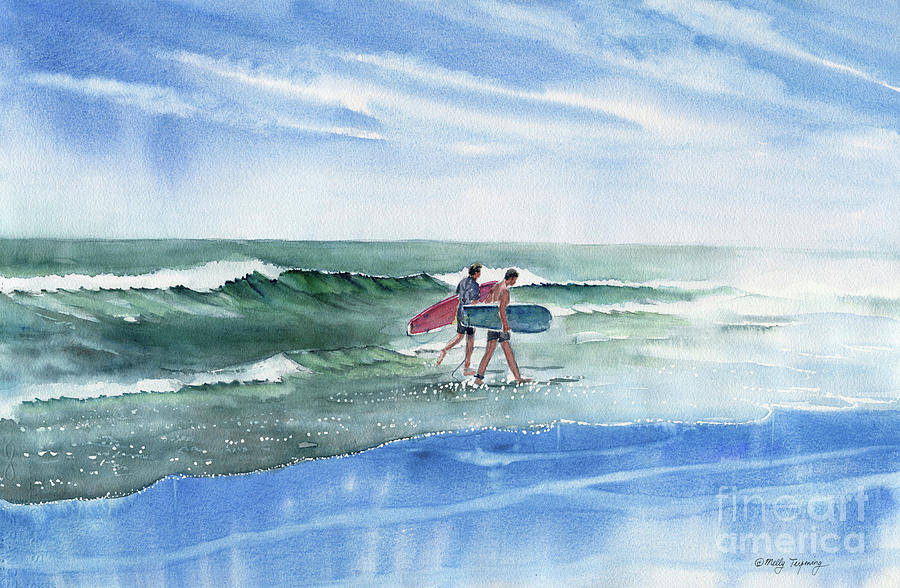 The Surfers Painting by Melly Terpening