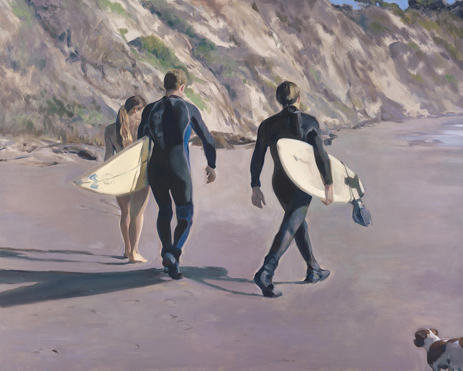 Beach Painting - The Surfers by Merle Keller