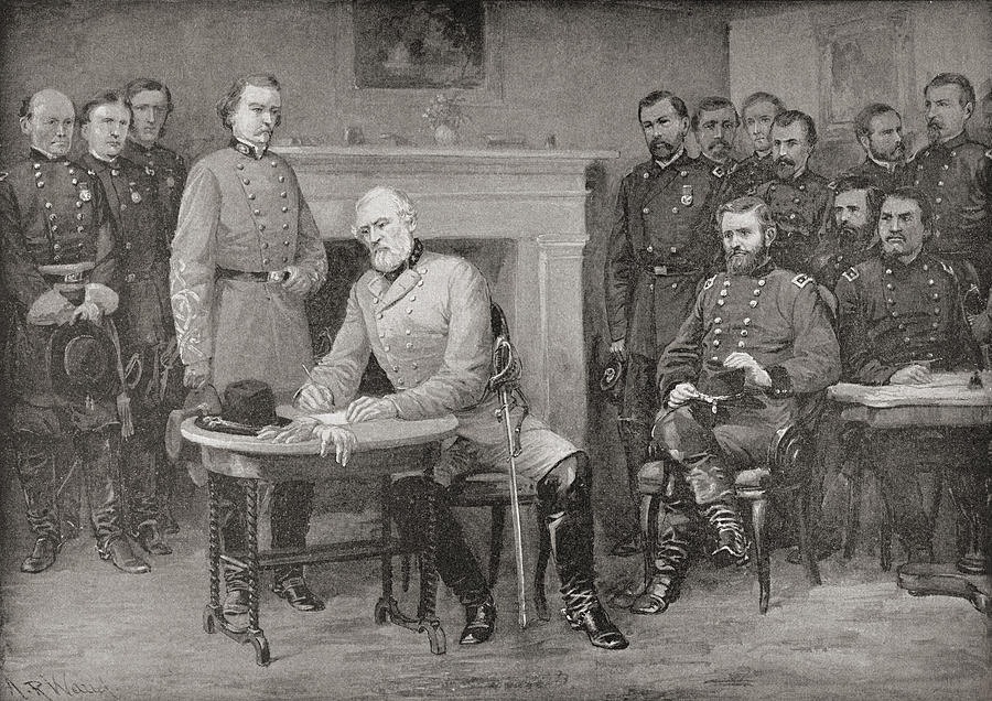 The Surrender Of General Lee To General Drawing by Vintage Design Pics ...