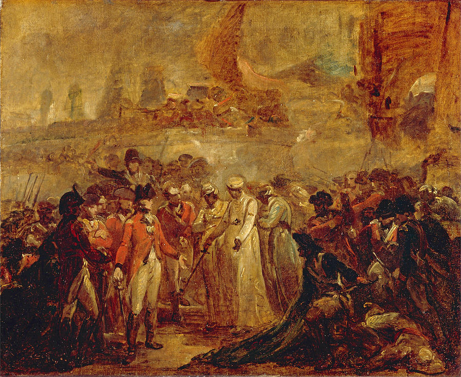 The Surrender of the Two Sons of Tipu Sahib  Sultan of Mysore  to Sir David Baird Painting by Henry Singleton