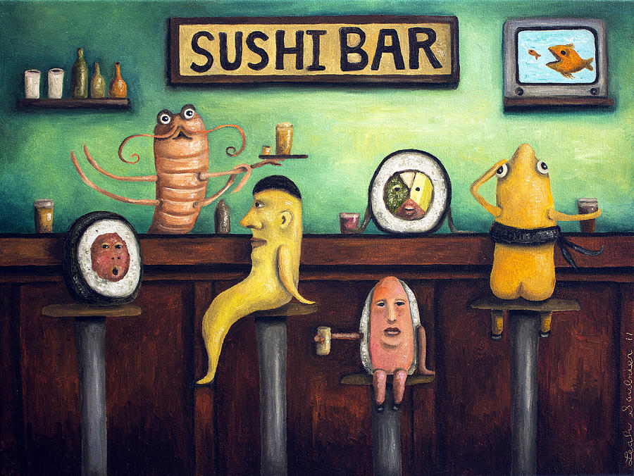 Fish Painting - The Sushi Bar by Leah Saulnier The Painting Maniac