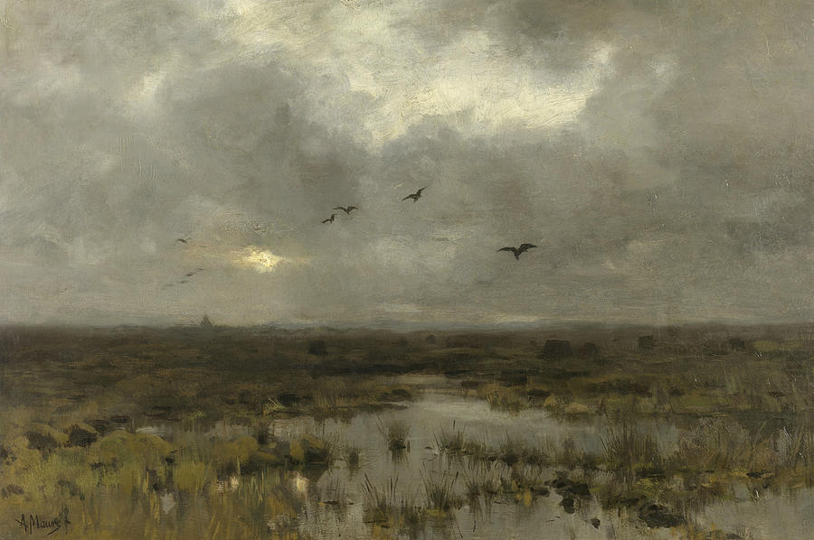 The Swamp Painting by Anton Mauve