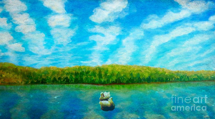 The Swans Serene Swim  Painting by Kimberlee Baxter