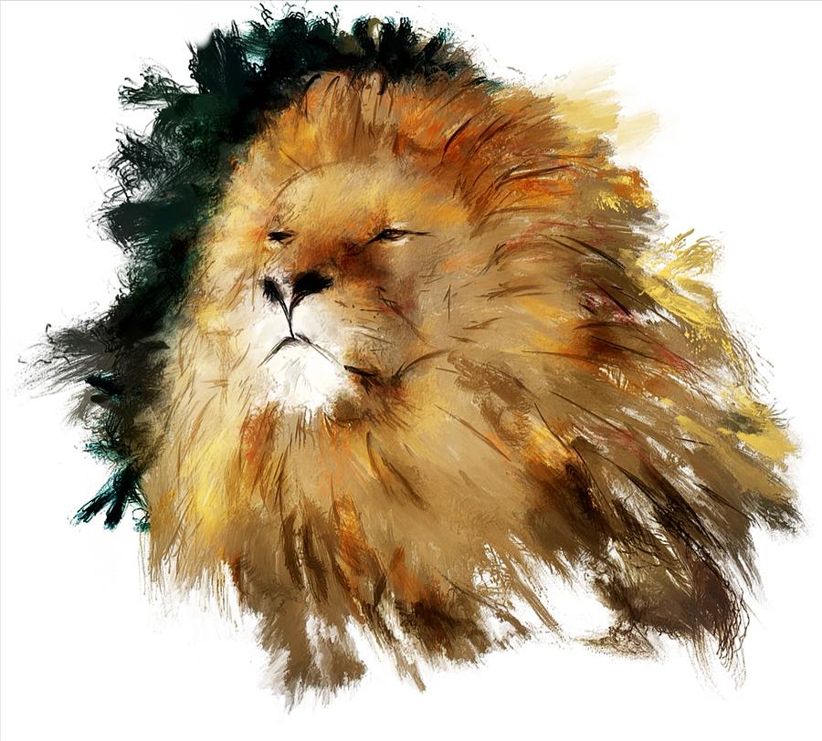 Lion Digital Art - The Sweethenss Of Seeking by Richard Okun