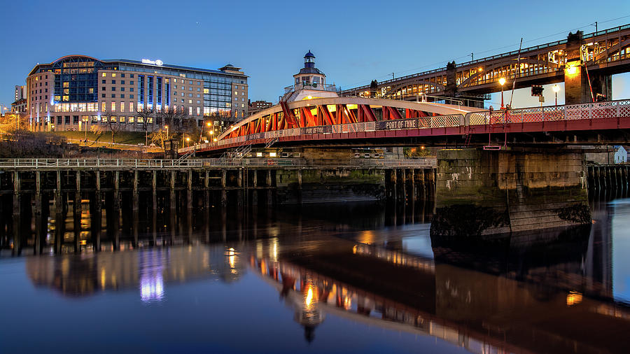 The Swing Bridge At The Blue Hour River Tyne By John Brown