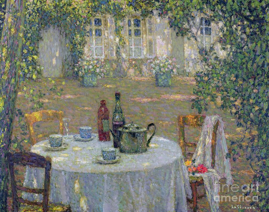 Gerberoy Painting - The Table in the Sun in the Garden by Henri Le Sidaner