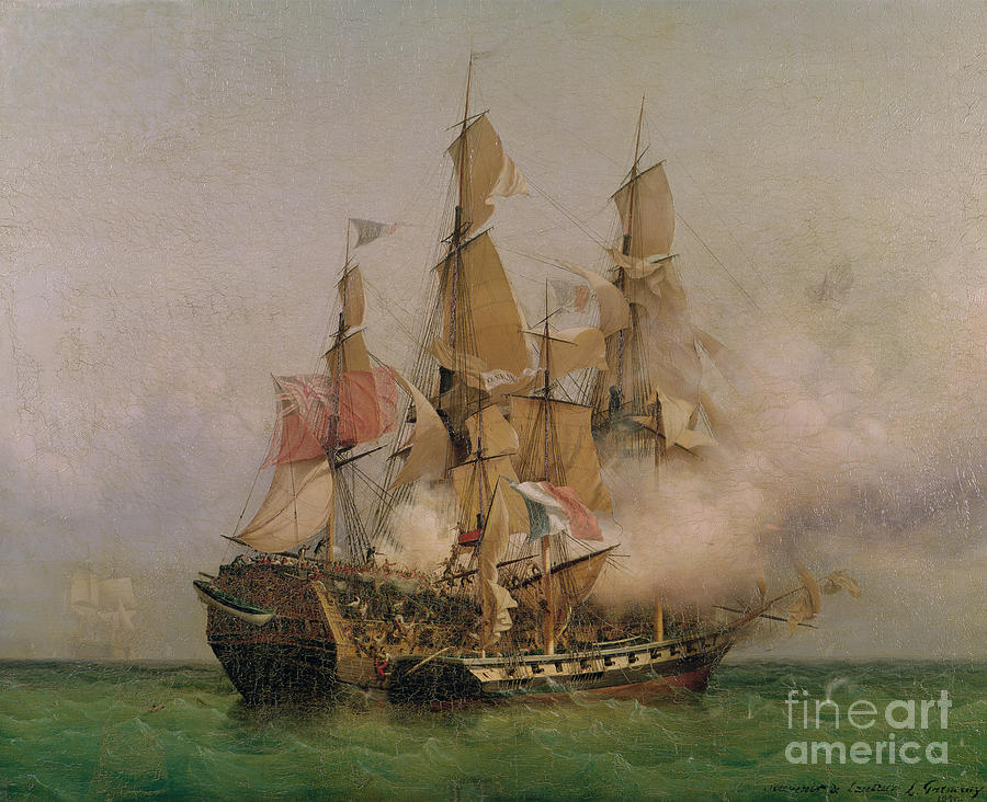 Boat Painting - The Taking of the Kent by Ambroise Louis Garneray