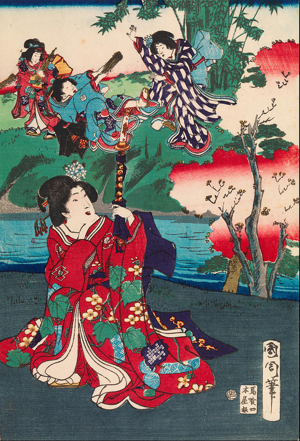 Vintage Painting - The Tale Of Genji  by Toyohara Kunichika