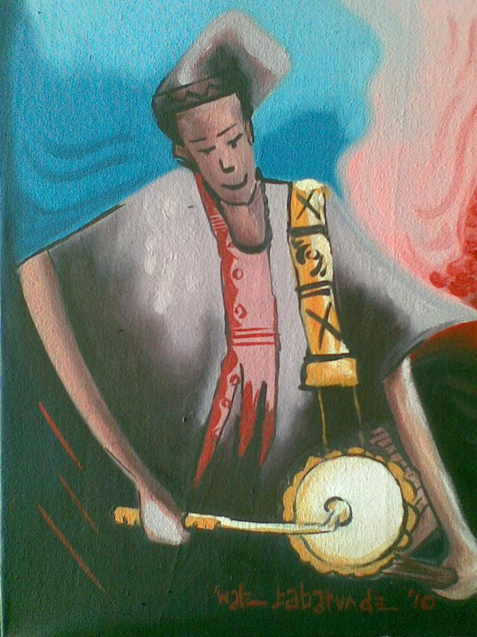 Figure Painting - The Talking Drum by Olawale Babatunde