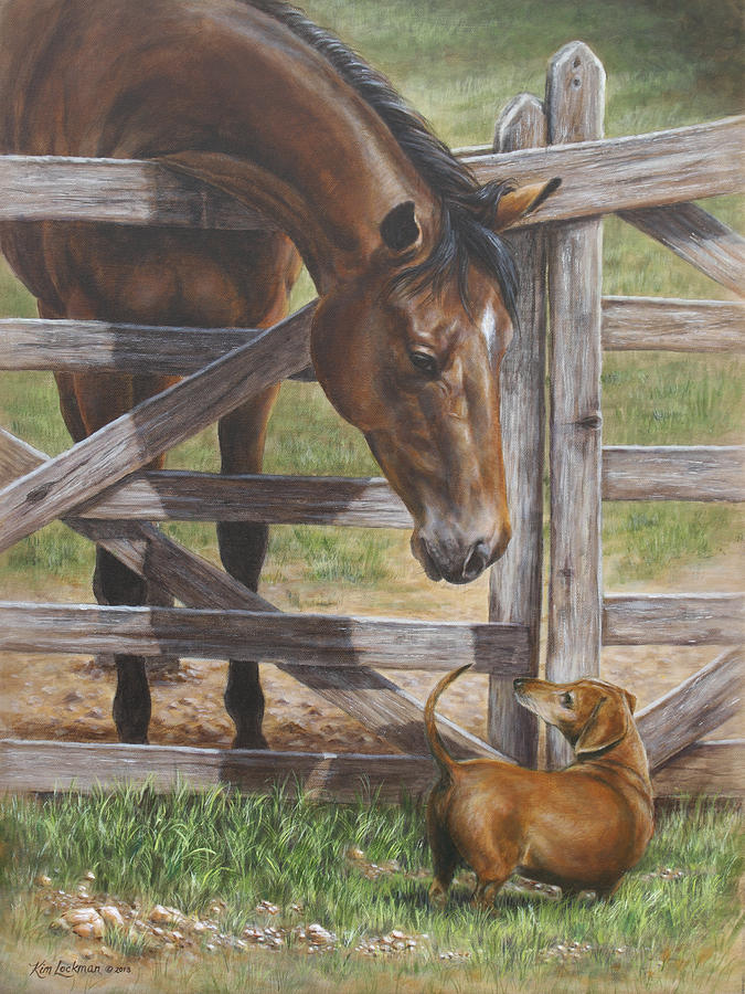 Horse Painting - The Tall and Short of It by Kim Lockman