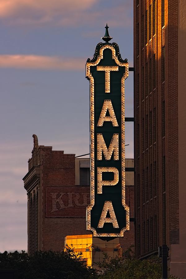 Tampa Theatre Photograph - The Tampa Theatre Sign - In Lights  by Chrystyne Novack