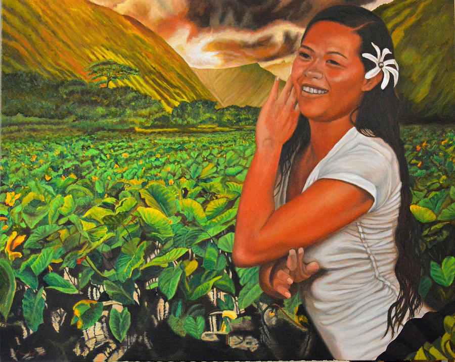 The Taro Farm Girl Painting by Thu Nguyen