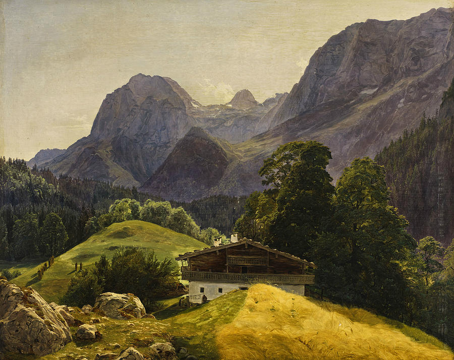 The Taubensee with the Steinberg in the Ramsau Painting by Ferdinand Georg Waldmuller