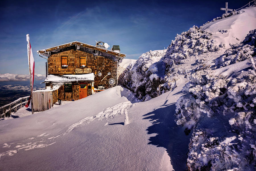 The Tavern on Untersberg Mountain Salzburg in Winter Photograph by Carol Japp